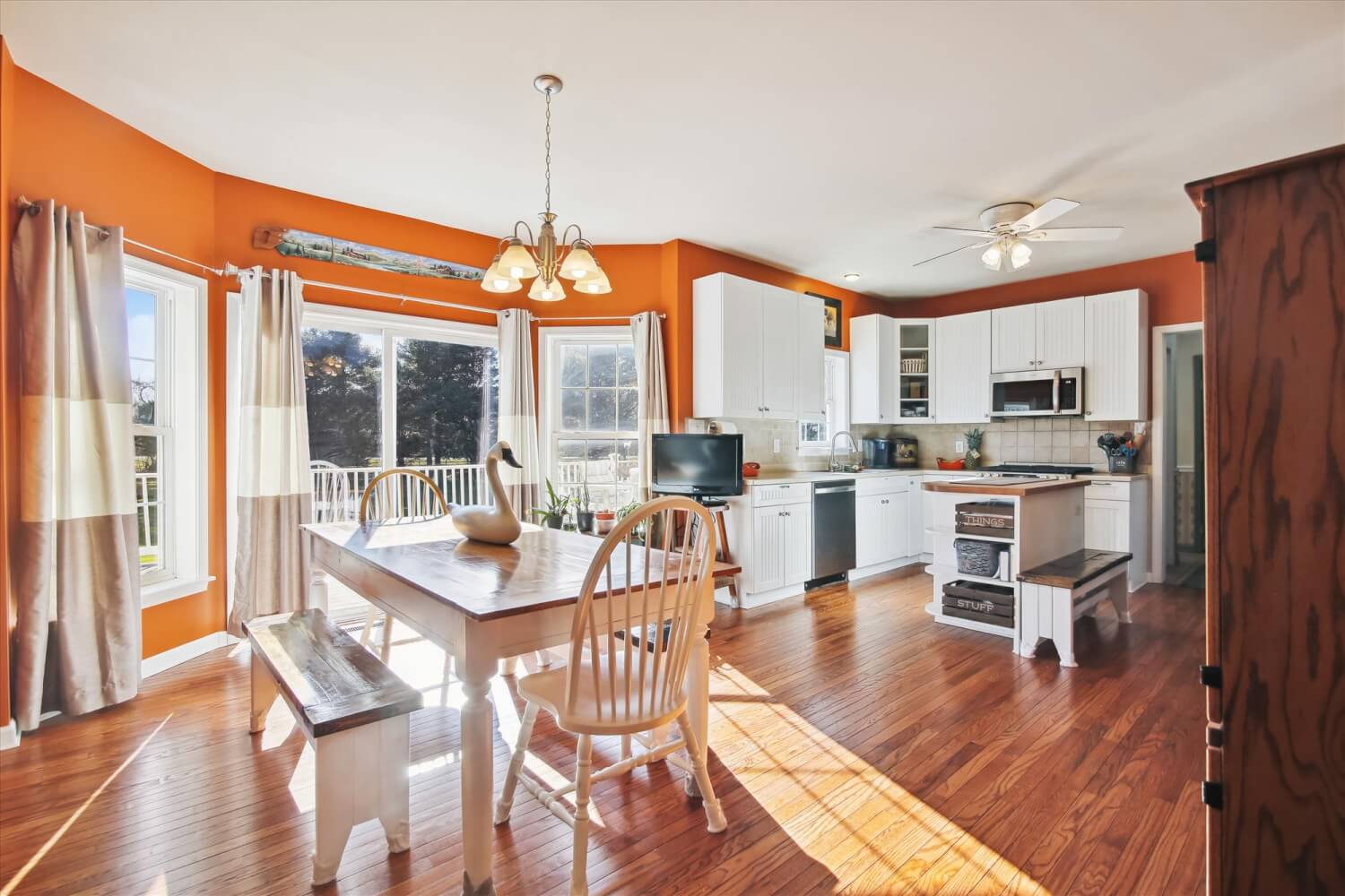 Kitchen and Dining Area Overlooking the Large Backyard
